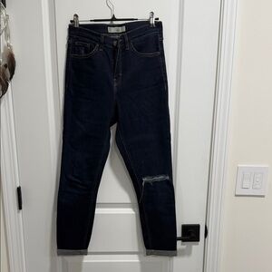 Topshop Dark Blue Distressed Jeans